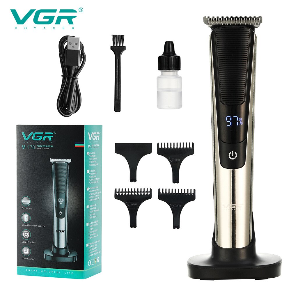 VGR 178 Hair Clipper Professional Digital Display Personal Care USB Clippers Trimmer Barber For Hair Cutting Machine Clippers - HAB 