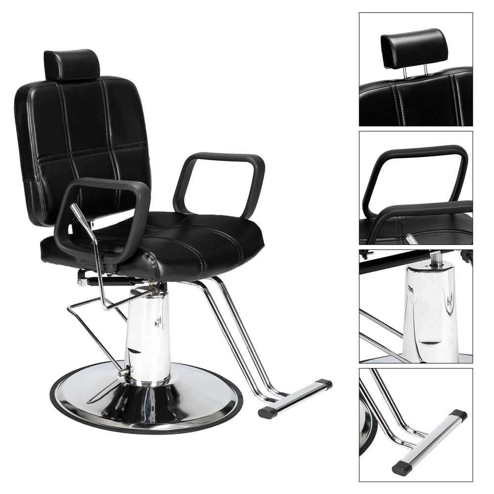 In Stock Barber Chair Reclining Haircut Lady Chair Hairdressing Chair Black  US Warehouse - HAB 