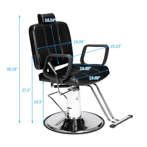 In Stock Barber Chair Reclining Haircut Lady Chair Hairdressing Chair Black  US Warehouse - HAB 