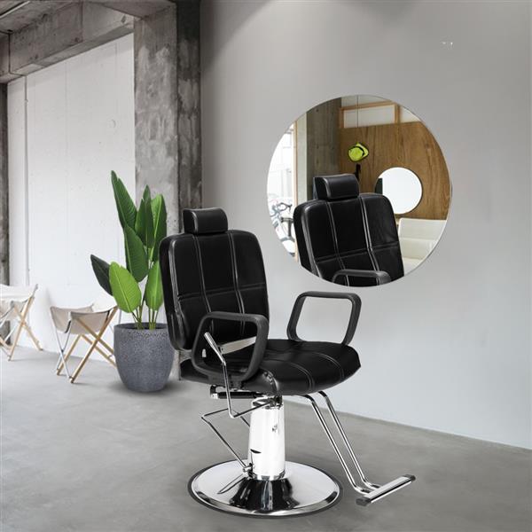 In Stock Barber Chair Reclining Haircut Lady Chair Hairdressing Chair Black  US Warehouse - HAB 