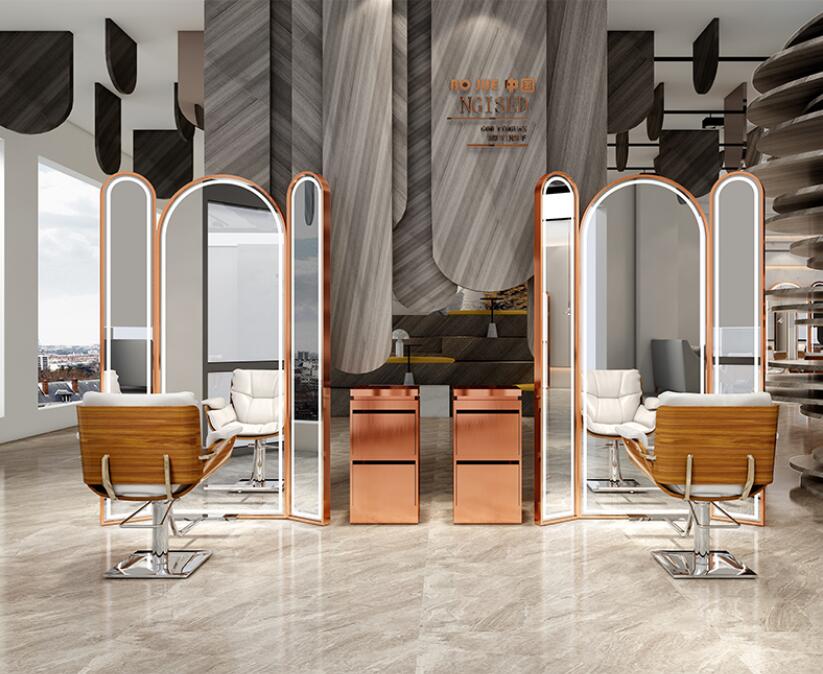 Online celebrity barber shop jingtai hair salon special light haircut mirror hairdressing shop single double three-sided floor m - HAB 