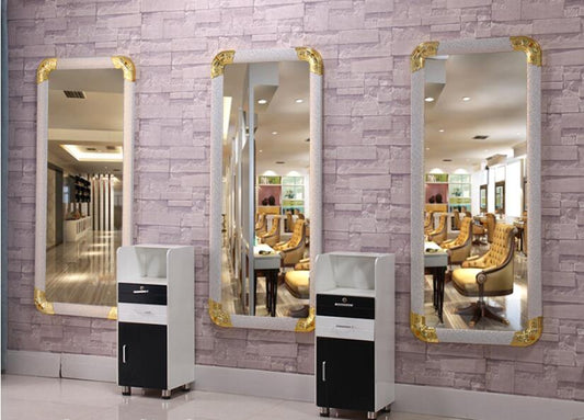 Hairdressing mirror table Barber shop mirror Hair salon mirror Floor mirror Single frame makeup mirror table - HAB 