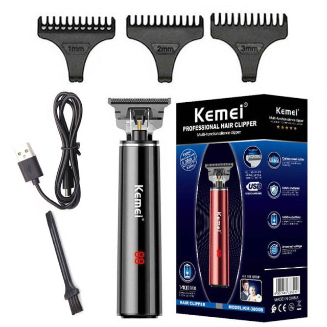 Original LCD display powerful kemei hair trimmer men electric beard trimmer rechargeable hair clipper for finishing outlining - HAB 