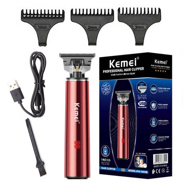 Original LCD display powerful kemei hair trimmer men electric beard trimmer rechargeable hair clipper for finishing outlining - HAB 