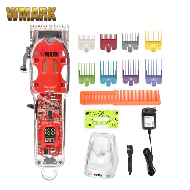 2021 Wmark NG-407 With Charge Holder Transparent Style Professional Rechargeable Clipper Cord & Cordless Hair Clipper - HAB 